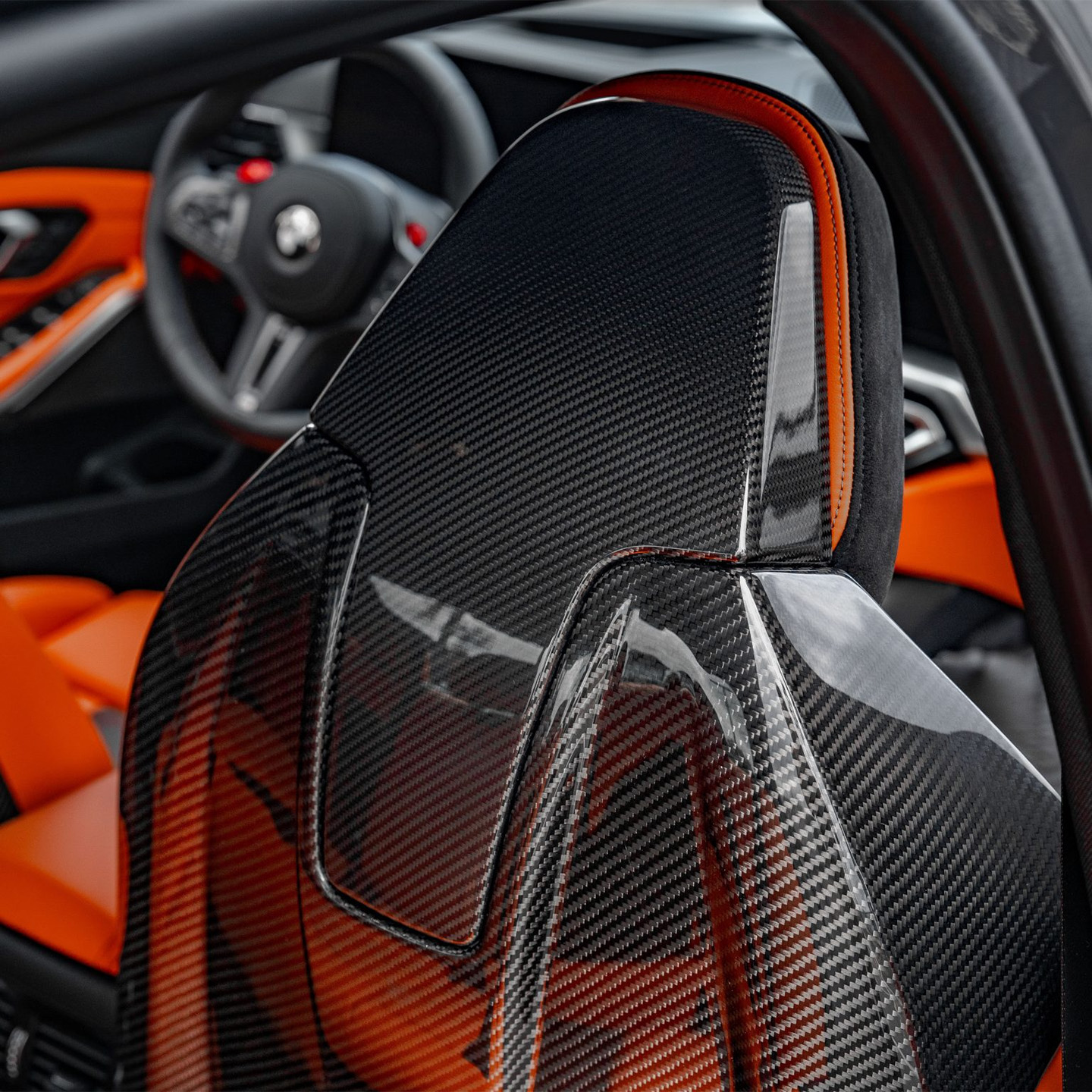 BMW interior carbon fibre seatback image for Carbon Noire interior carbon fibre parts collection