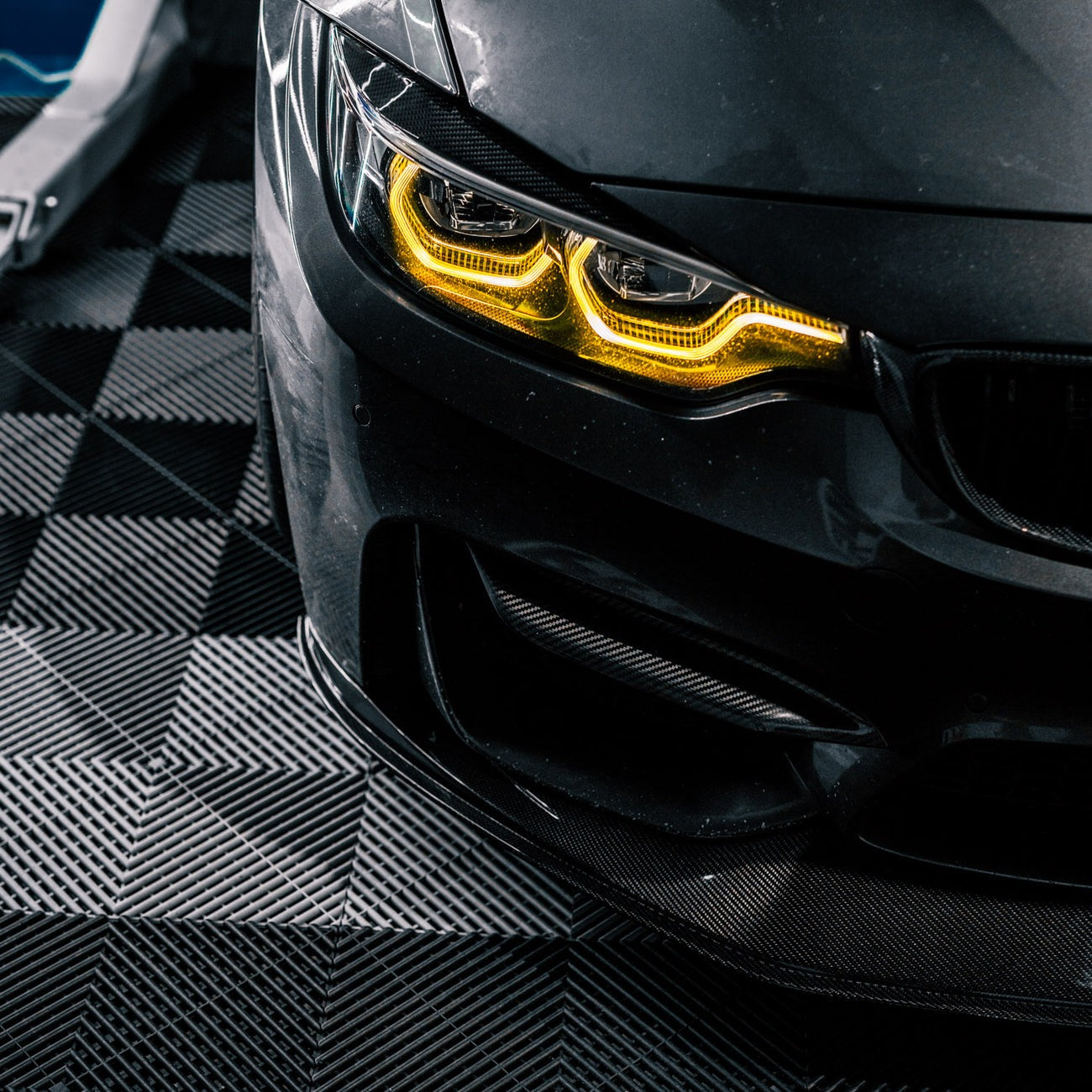 Close-Up of CSL Yellow DRLs on BMW M4 F82