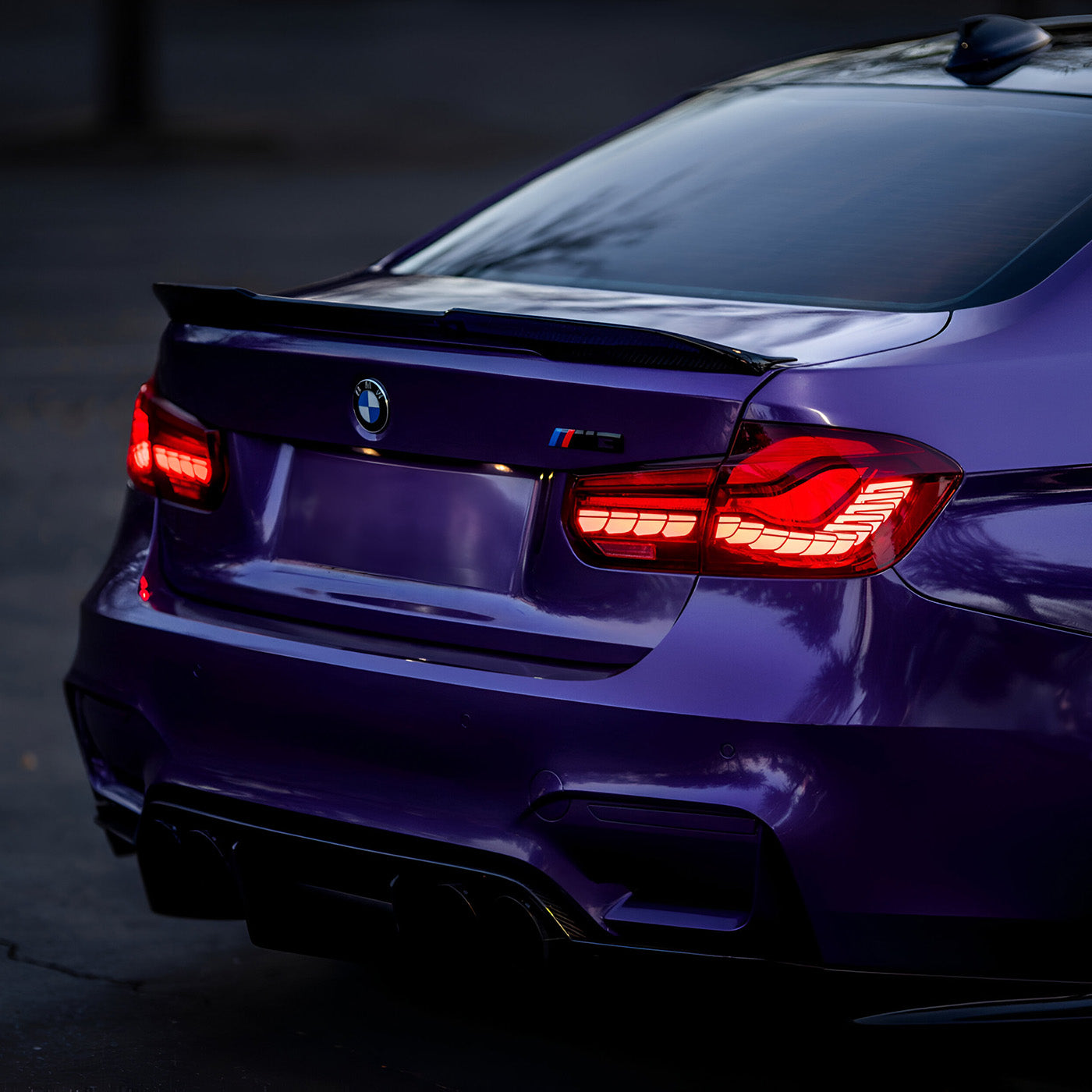 BMW M3 F80 with GTS Style OLED Tail Lights Installed – Rear View
