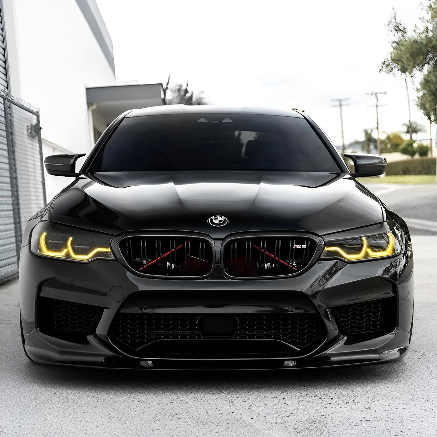 BMW M5 F90 Pre-LCI with CSL Yellow DRLs Installed – Front Headlight View