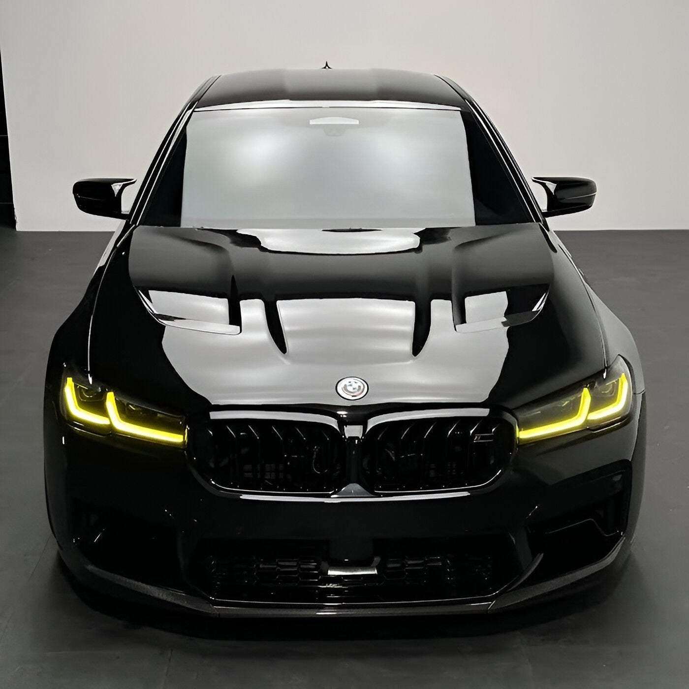 BMW M5 F90 with CSL Yellow DRLs Installed – Front Headlight View