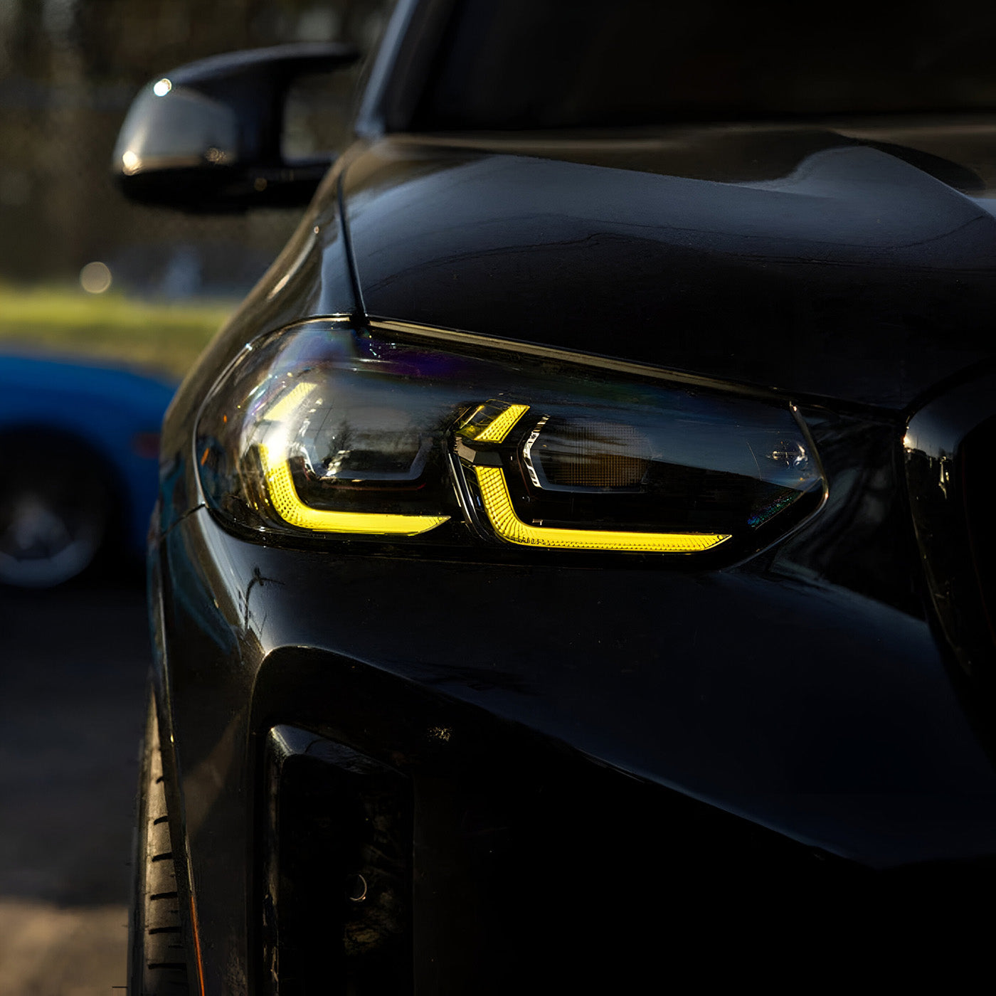 Close-Up of CSL Yellow DRLs on BMW X4M F98