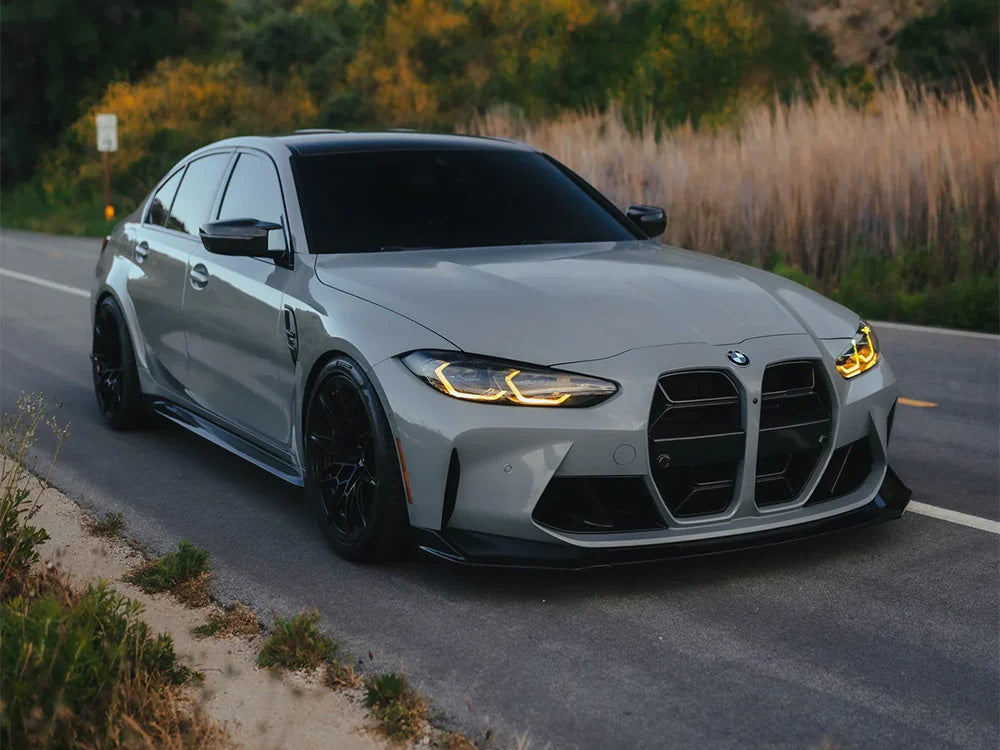 BMW G80 M3 with carbon fibre kit and yellow DRLs