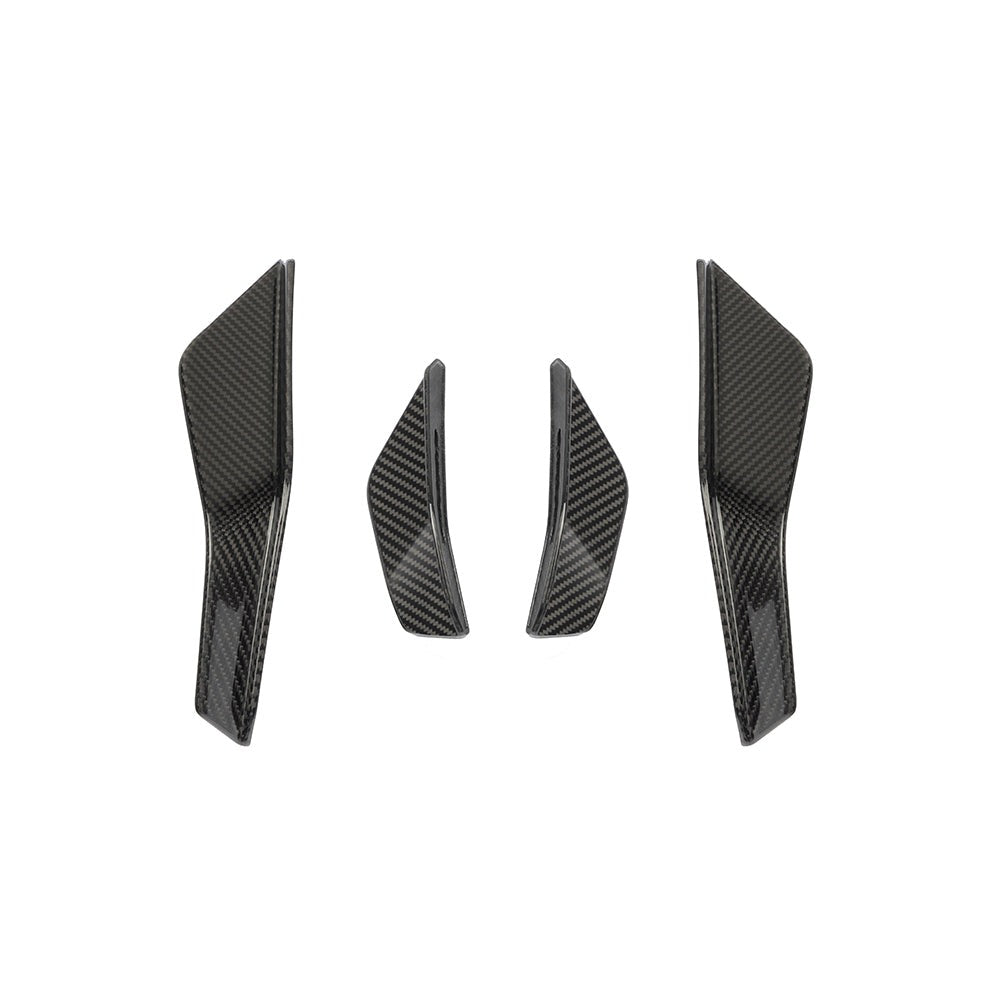 SOOQOO carbon fibre front canards for Audi RS3 (8Y), kit set shown in studio view