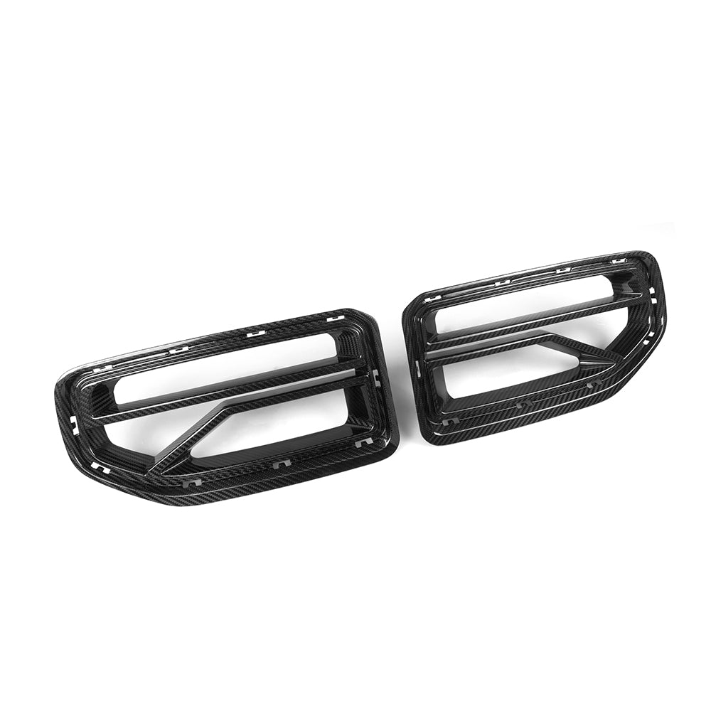 SOOQOO carbon fibre Front Grille V2 for BMW M2 (G87), angled pair studio view