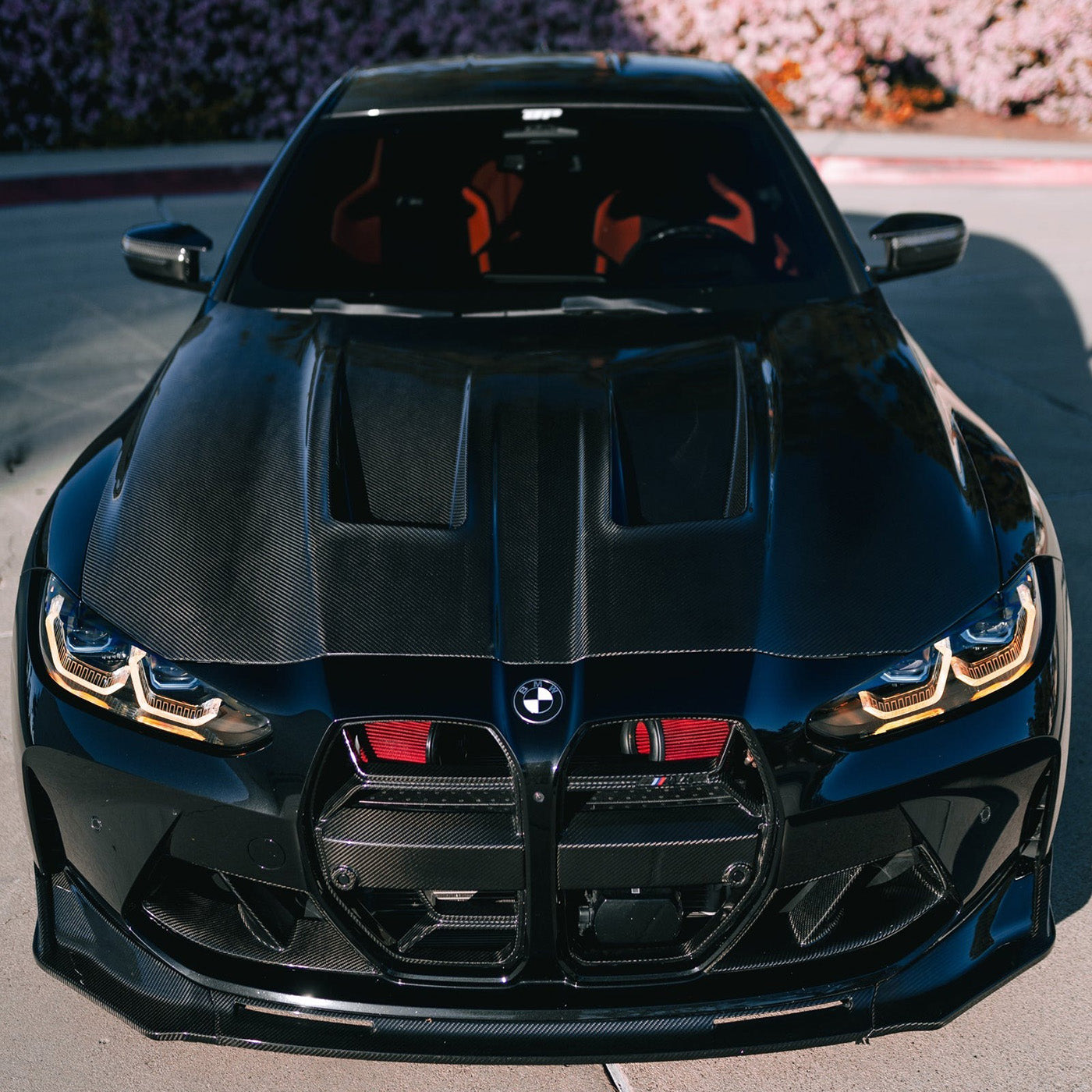 Installed Front Side View of Carbon Fibre Bonnet on BMW G80 M3 and G82 M4