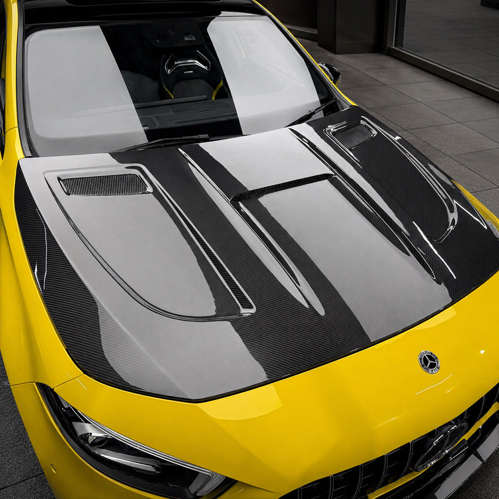 Mercedes-AMG A45 S W177 with gloss carbon fibre bonnet fitted