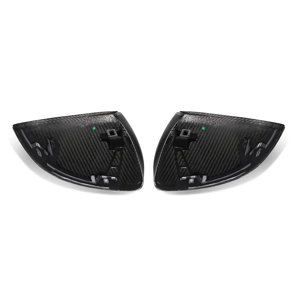 Rear view of carbon fibre mirror covers for Mercedes CLE53 AMG C236