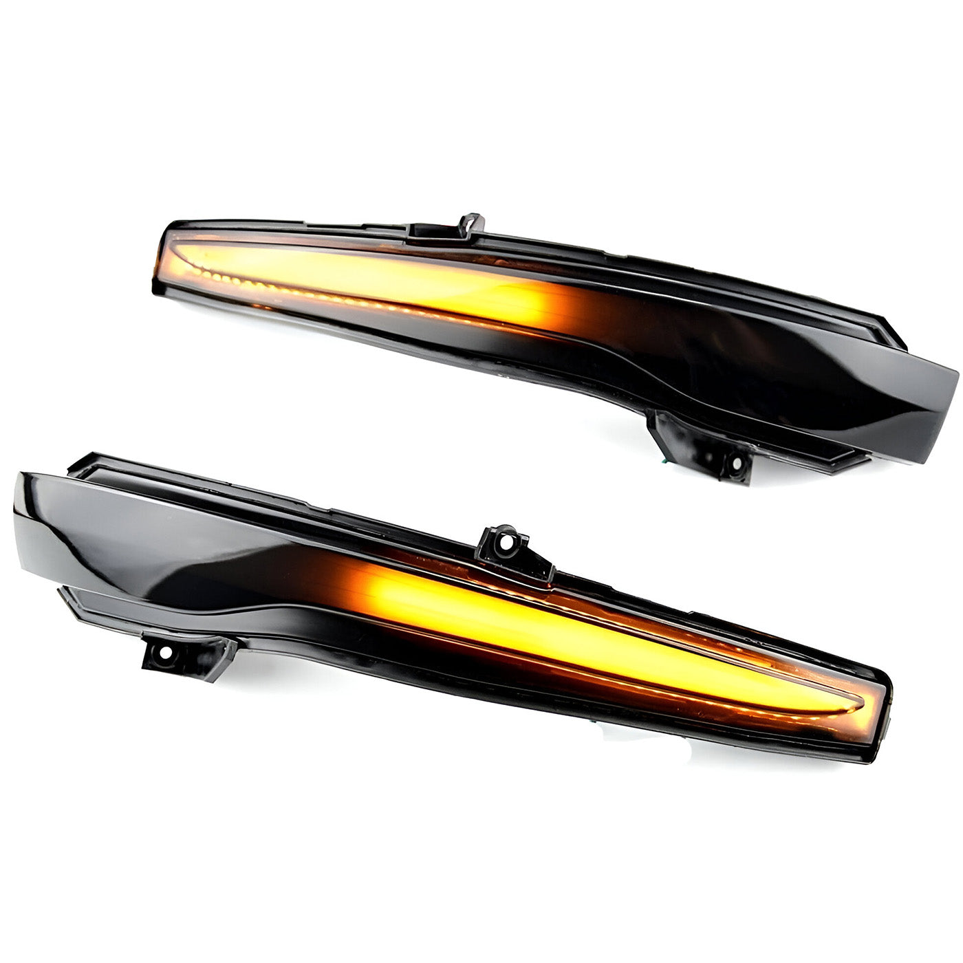 Close-up of Mercedes Dynamic Wing Mirror Indicators showing LED Flowing Effect Illuminated