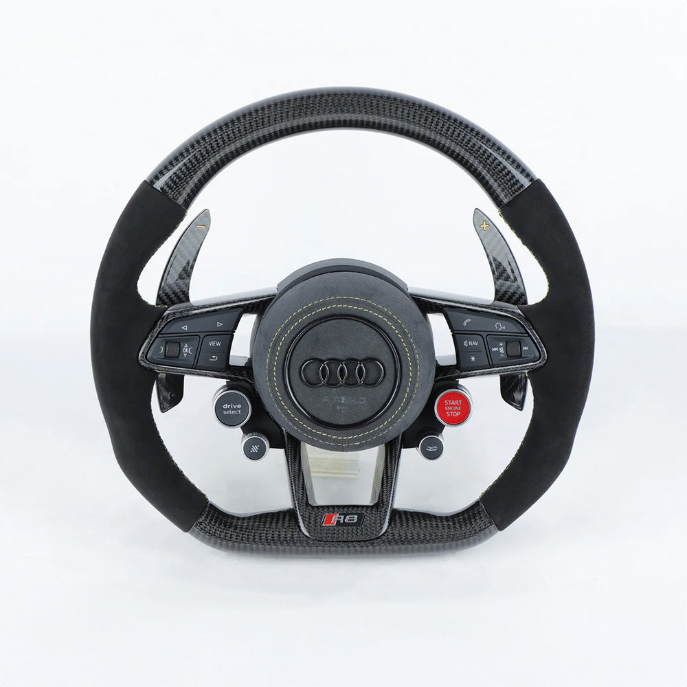 Angle View of Custom Carbon Fibre Steering Wheel for Audi R8 & TT