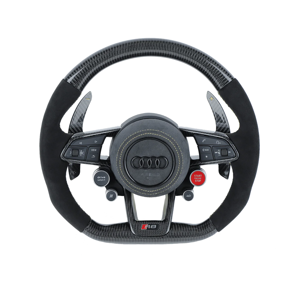 Customisable Carbon Fibre Steering Wheel for Audi R8 & TT - Transparent View