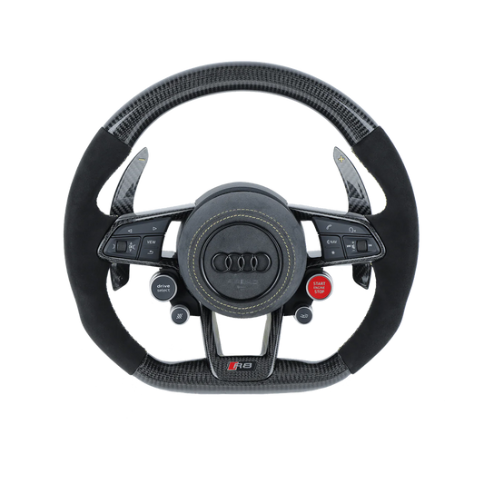 Customisable Carbon Fibre Steering Wheel for Audi R8 & TT - Transparent View