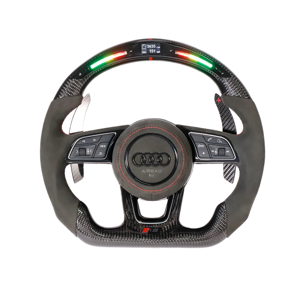 Customisable Carbon Fibre Steering Wheel for Audi RS B9 Style - Transparent View