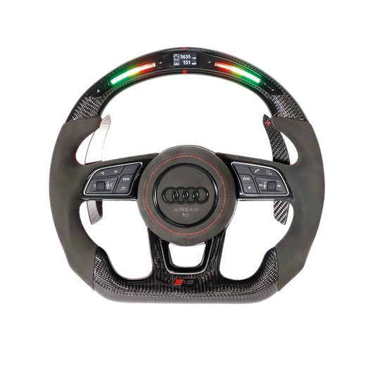 Customisable Carbon Fibre Steering Wheel for Audi RS B9 Style - Transparent View