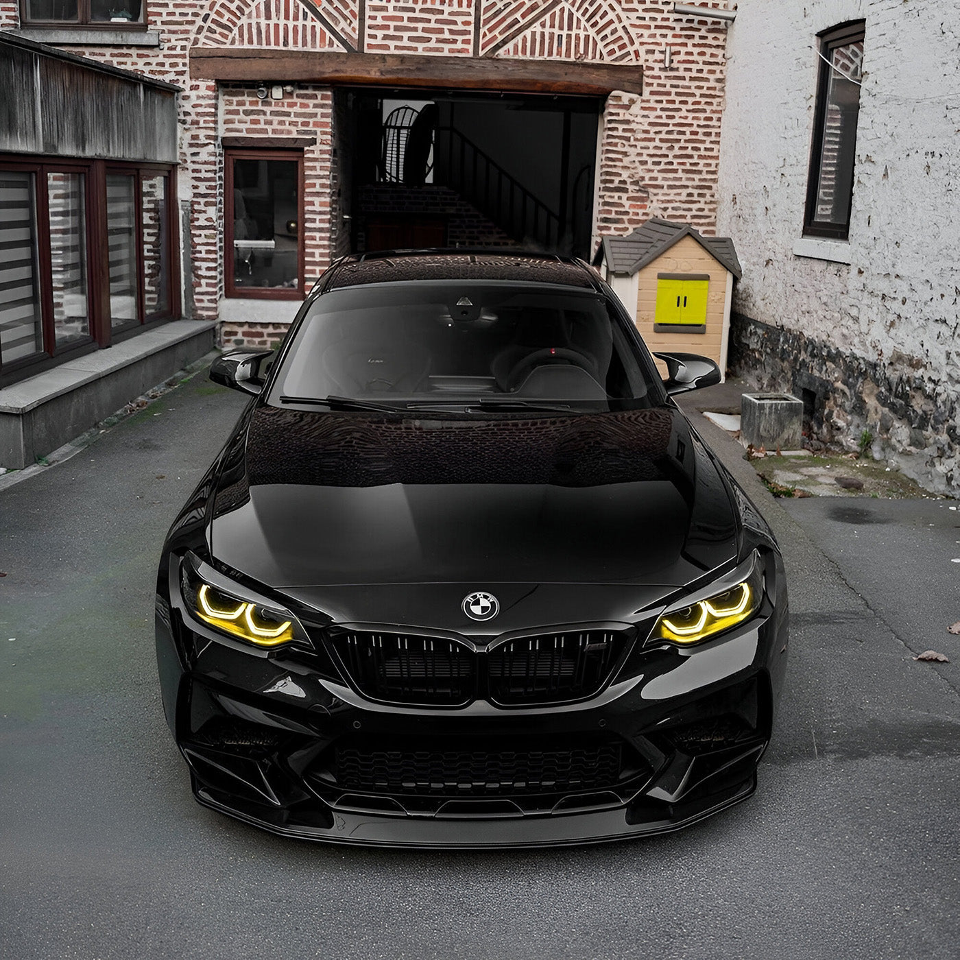 Angled View of CSL Yellow DRL LED Modules for BMW M2