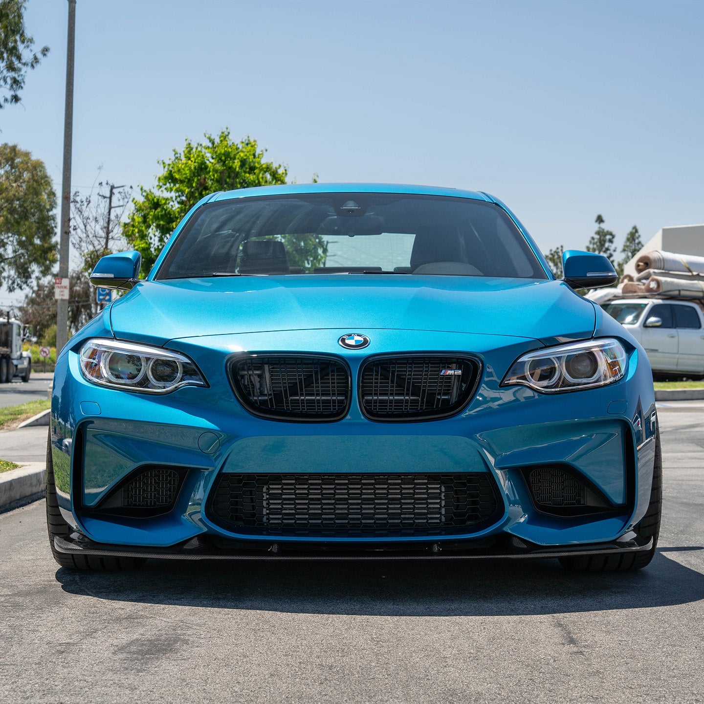 BMW M2 F87 with Carbon Fibre 3D Front Splitter Installed - Side View