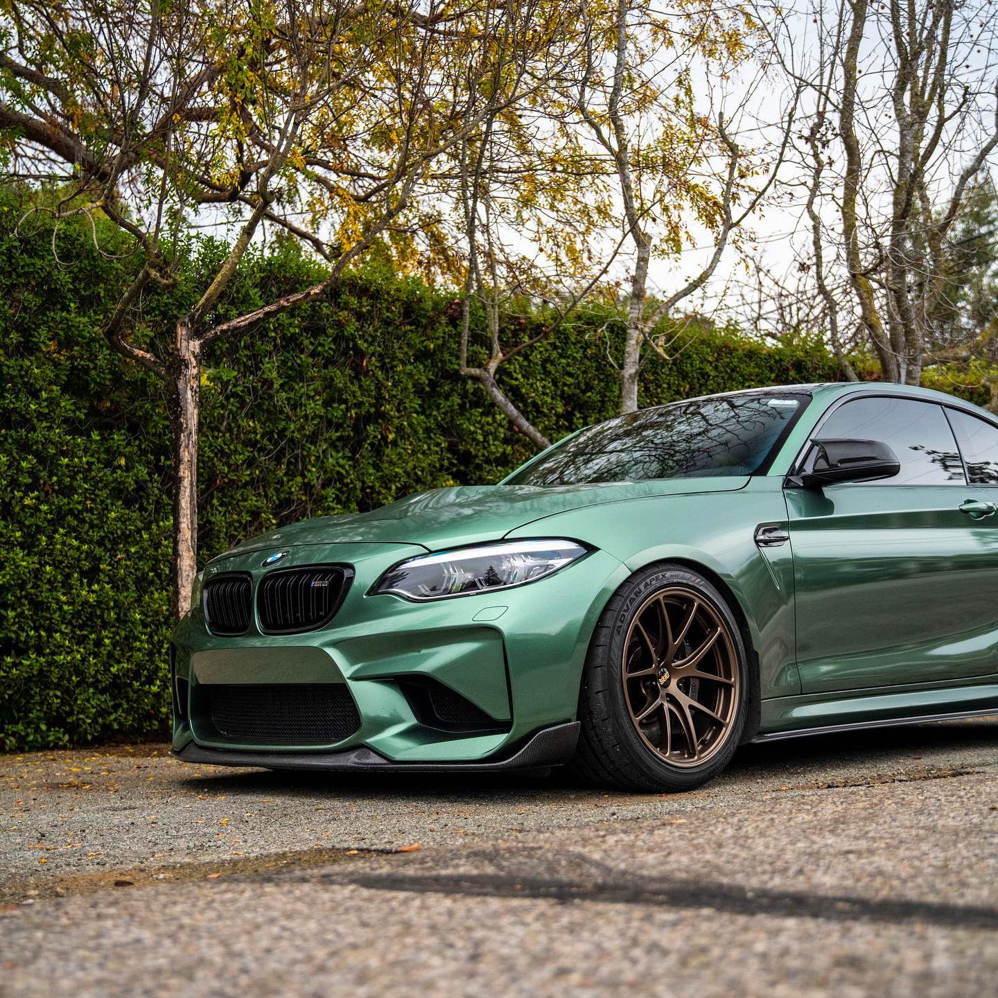 BMW M2 F87 with Carbon Fibre M Performance Front Splitter Installed - Side View