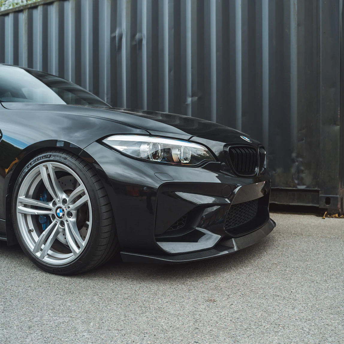 BMW M2 F87 with Carbon Fibre PSM Front Splitter Installed - Side View