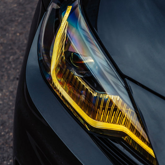 Close-Up of CSL Yellow Daytime Running Lights on BMW M2 G87