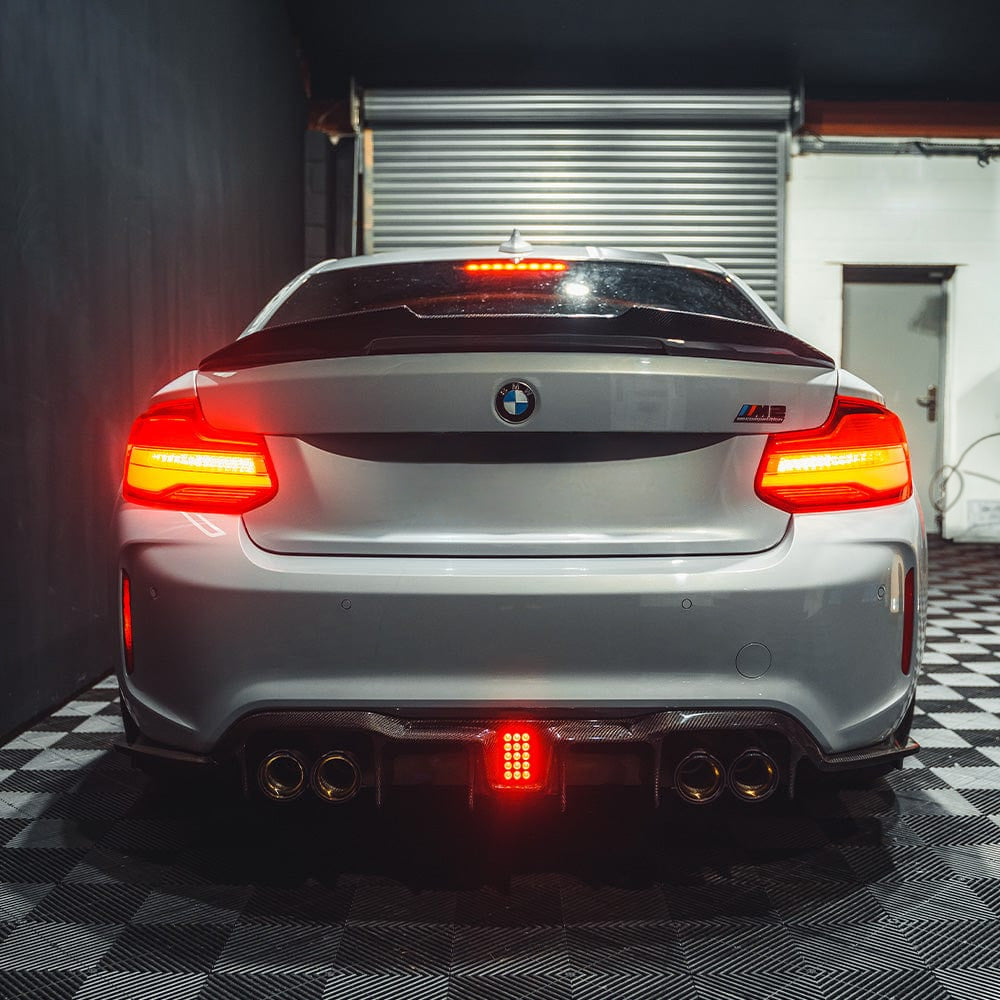 BMW M2 F87 with Carbon Fibre DTM F1 Brake Light Rear Diffuser Installed - Rear View