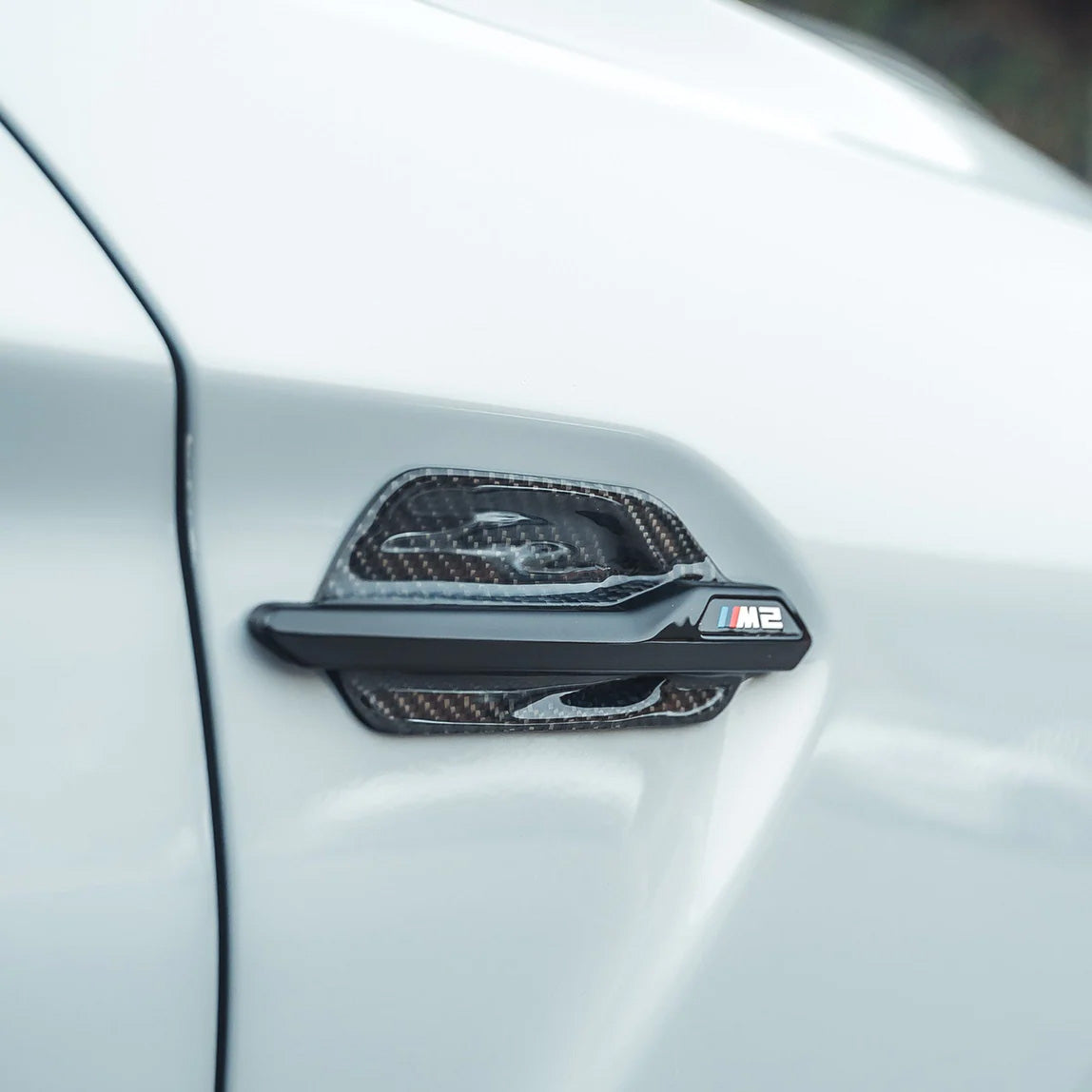 BMW M2 Competition F87C with Carbon Fibre Fender Vent Trim Installed - Close-Up View