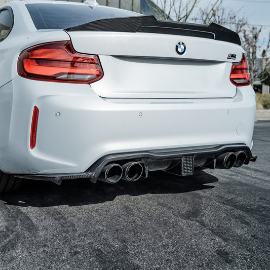 BMW M2 F87 with Carbon Fibre Kohlenstoff Rear Diffuser Installed - Side View