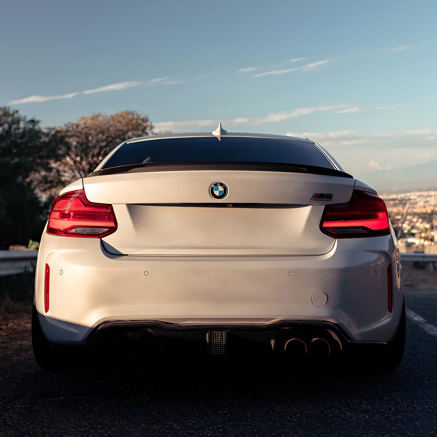 BMW M2 F87 with Carbon Fibre M Performance Rear Spoiler Installed - Rear View