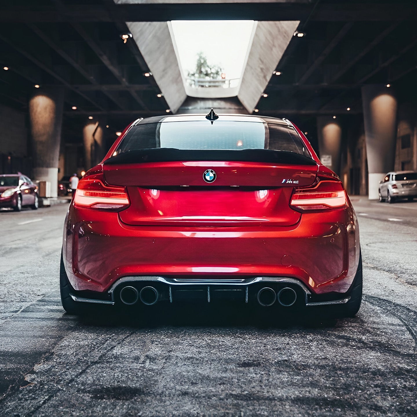 BMW M2 F87 with Carbon Fibre MTC Rear Diffuser Installed - Rear View