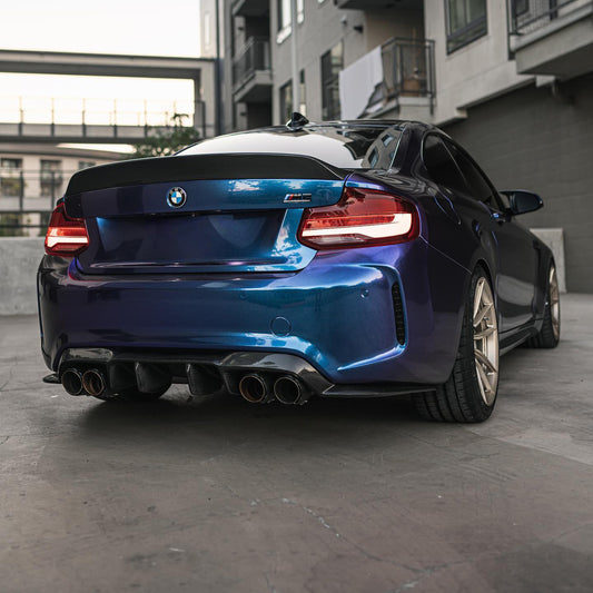 BMW M2 F87 with Carbon Fibre Vorsteiner Rear Diffuser Installed - Rear View