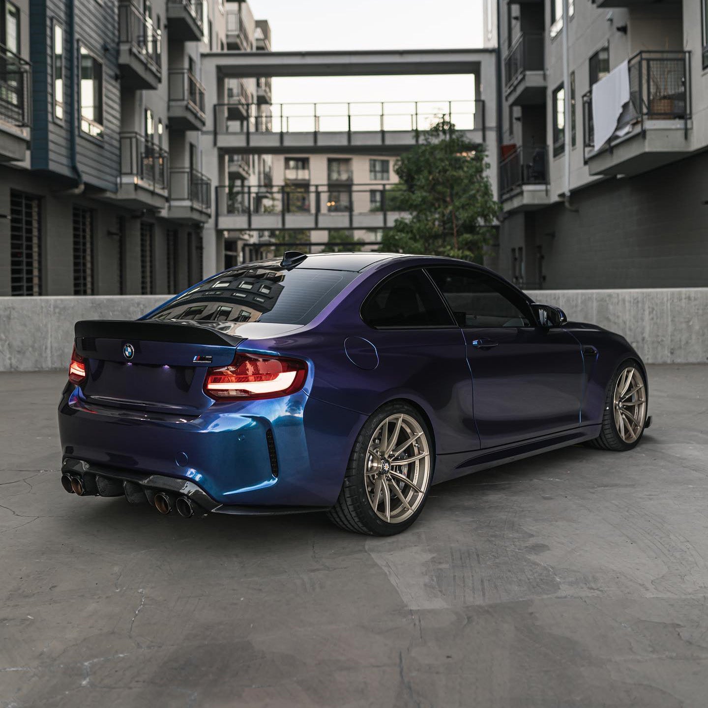 BMW M2 Competition F87C with Carbon Fibre Vorsteiner Rear Diffuser Installed - Side View