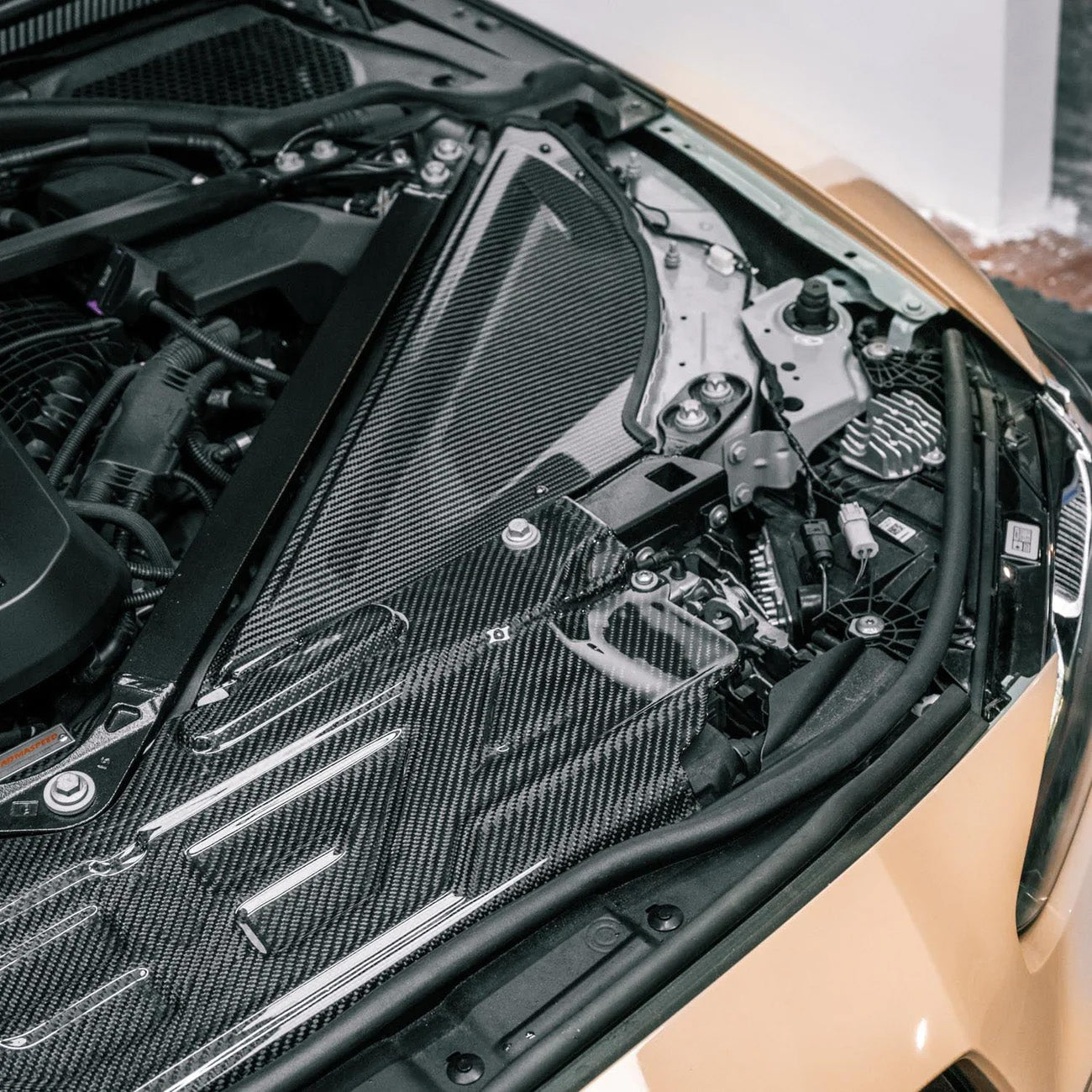 BMW M3 & M4 G80/G82/G83 with Carbon Fibre Air Intake Cover Installed - Top View