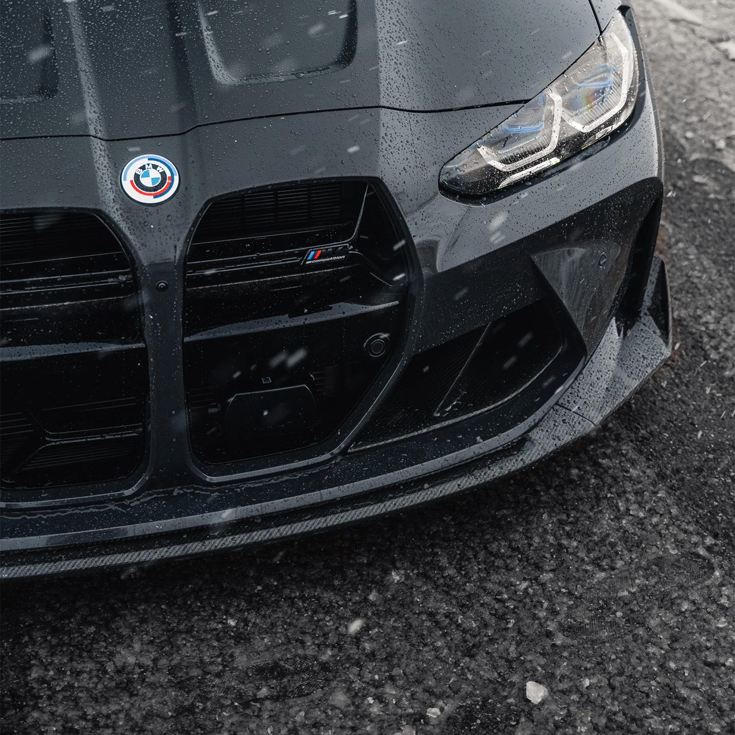 BMW M3 & M4 G80/G82/G83 with Carbon Fibre CSL Front Splitter Installed - Angle View