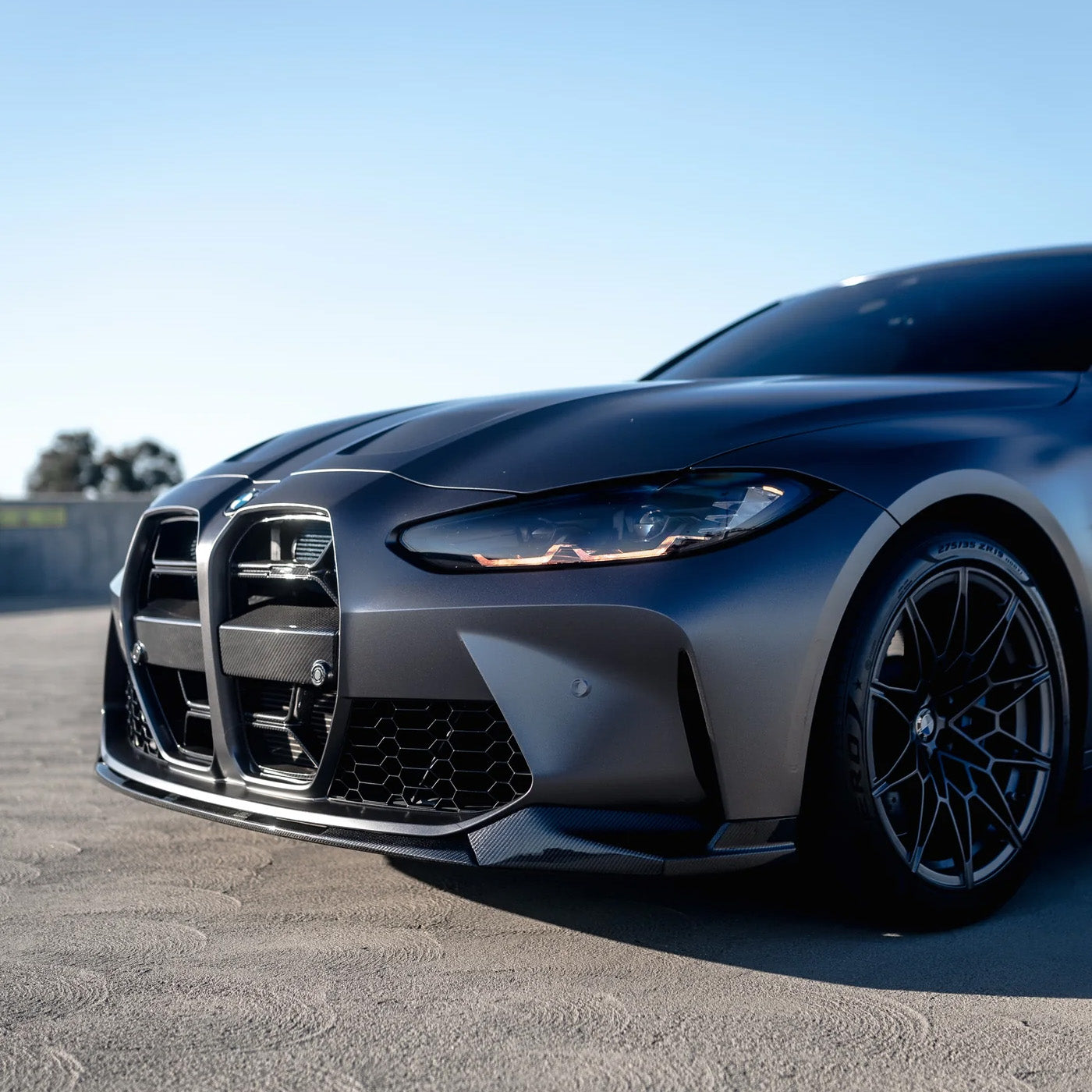 BMW M3 & M4 G80/G82/G83 with Carbon Fibre M Performance Front Splitter Installed - Angle View