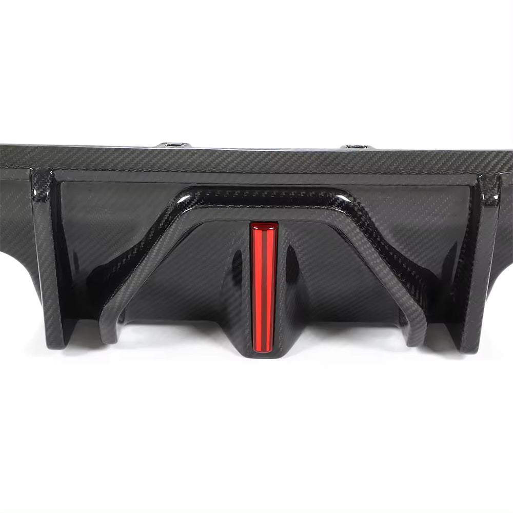 LED Close-Up of Carbon Fibre Noire LED Rear Diffuser for BMW M3 & M4 - Detailed View