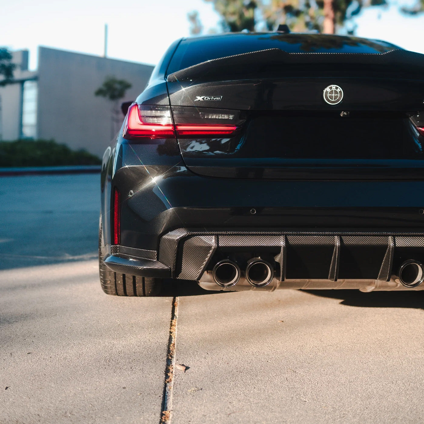 BMW M3 & M4 G80/G82/G83 with Carbon Fibre OEM+ Rear Side Winglets Installed - Rear View