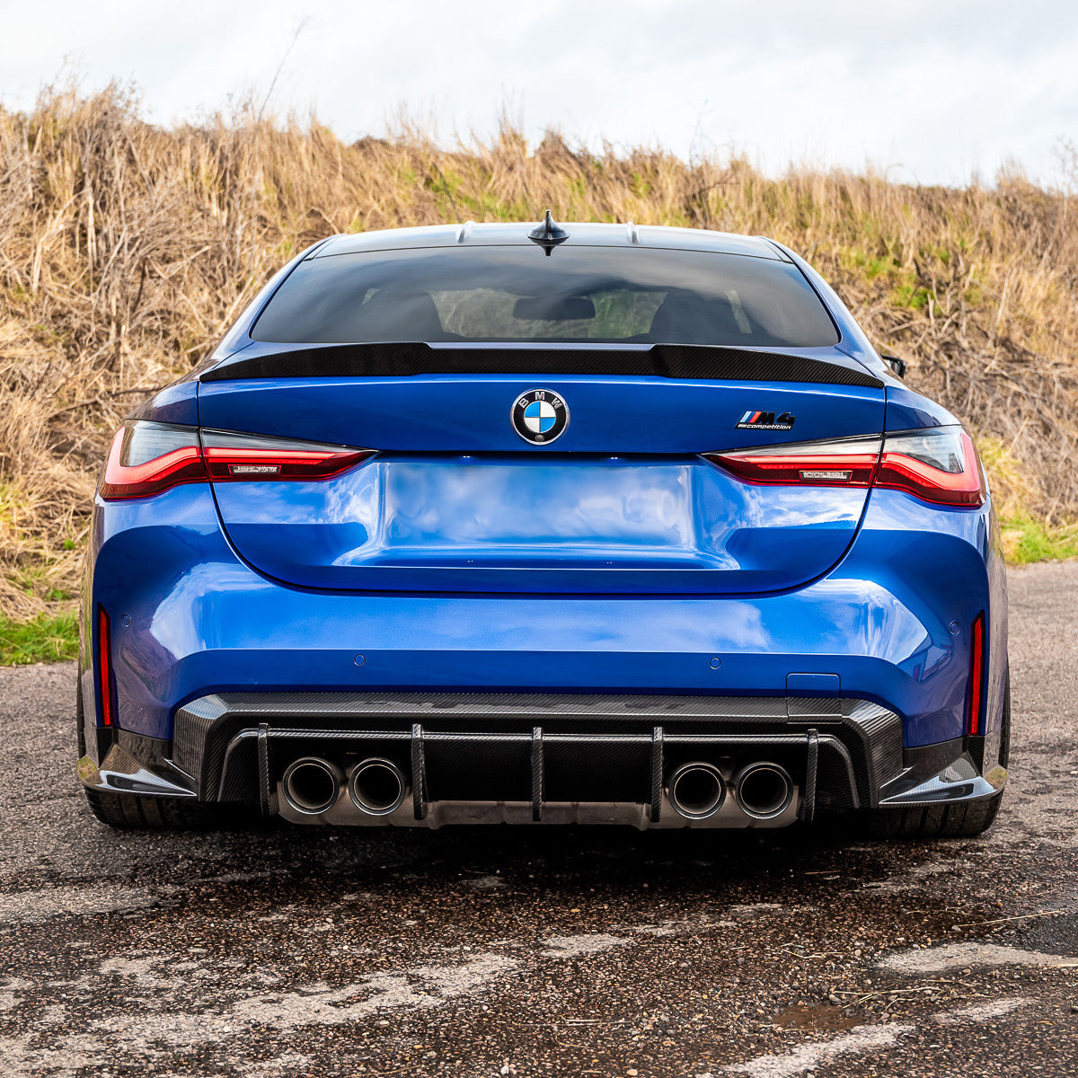 BMW M3 & M4 G80/G82/G83 with Carbon Fibre Rear Diffuser Surround Trim Installed - Rear View