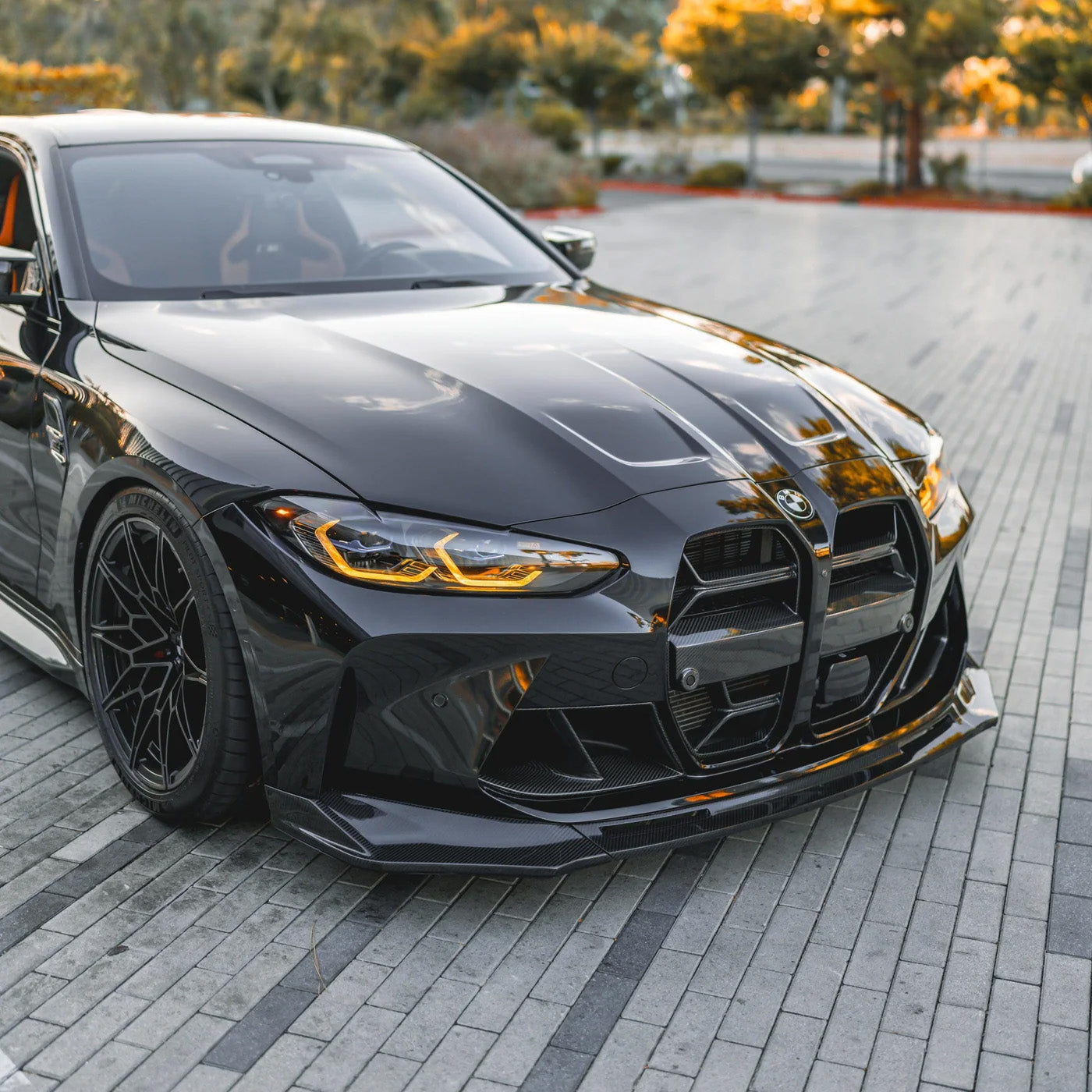 BMW M3 & M4 G80/G82/G83 with Carbon Fibre Vorsteiner Front Splitter Installed - Side View