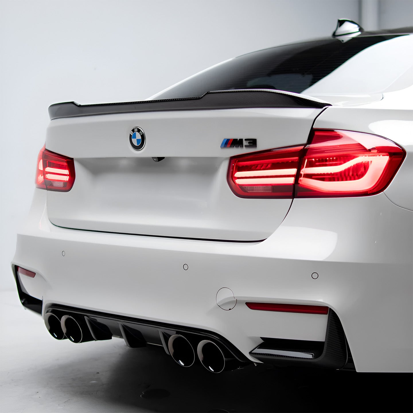 BMW M3 F80 with Carbon Fibre CS Rear Spoiler Installed - Rear View