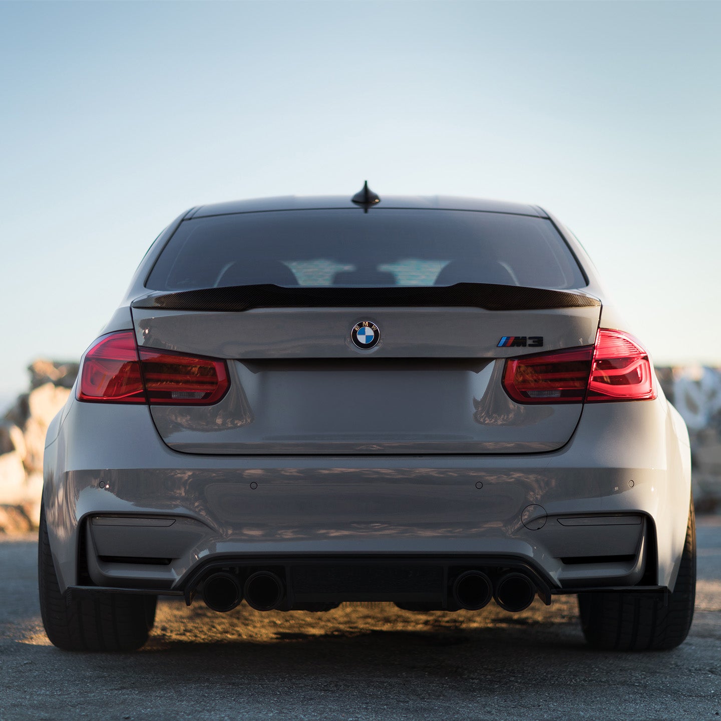 BMW M3 F80 with Carbon Fibre 'M4 Style' Rear Spoiler Installed - Rear View