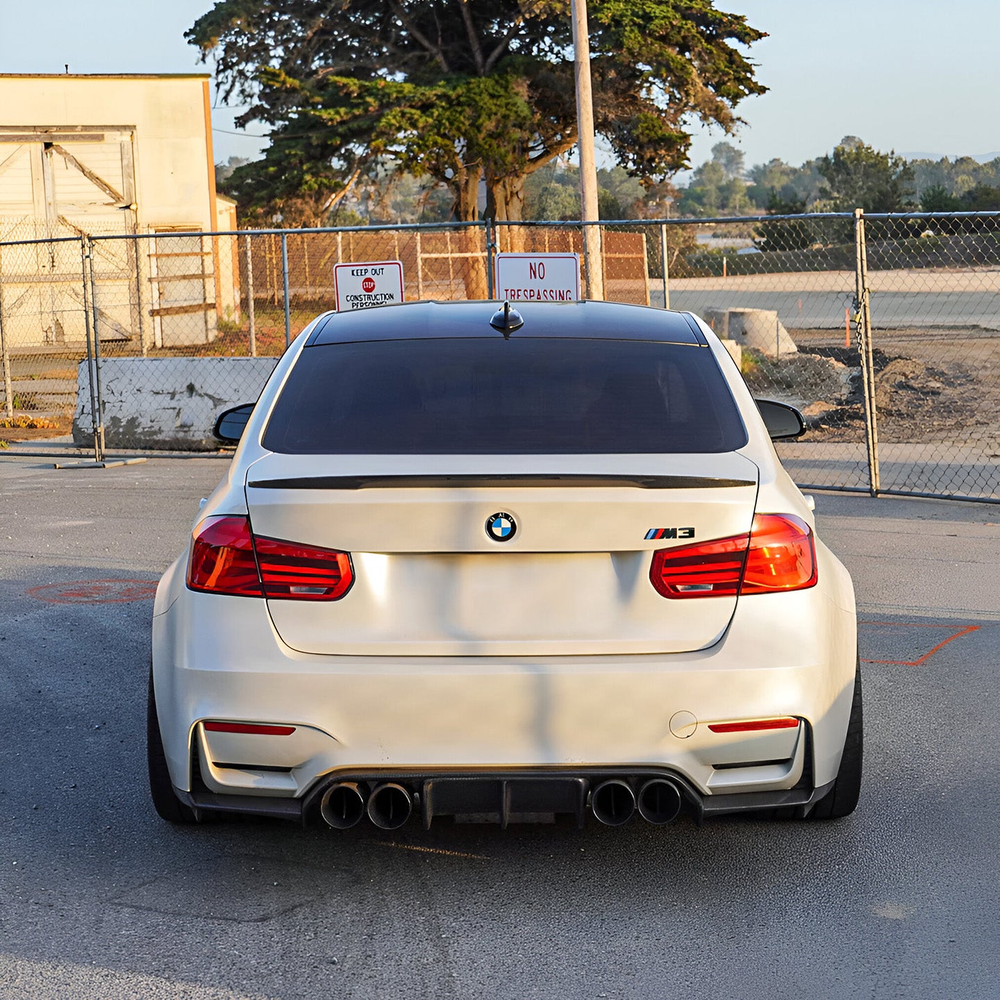 BMW M3 F80 with Carbon Fibre OEM+ Rear Spoiler Installed - Rear View