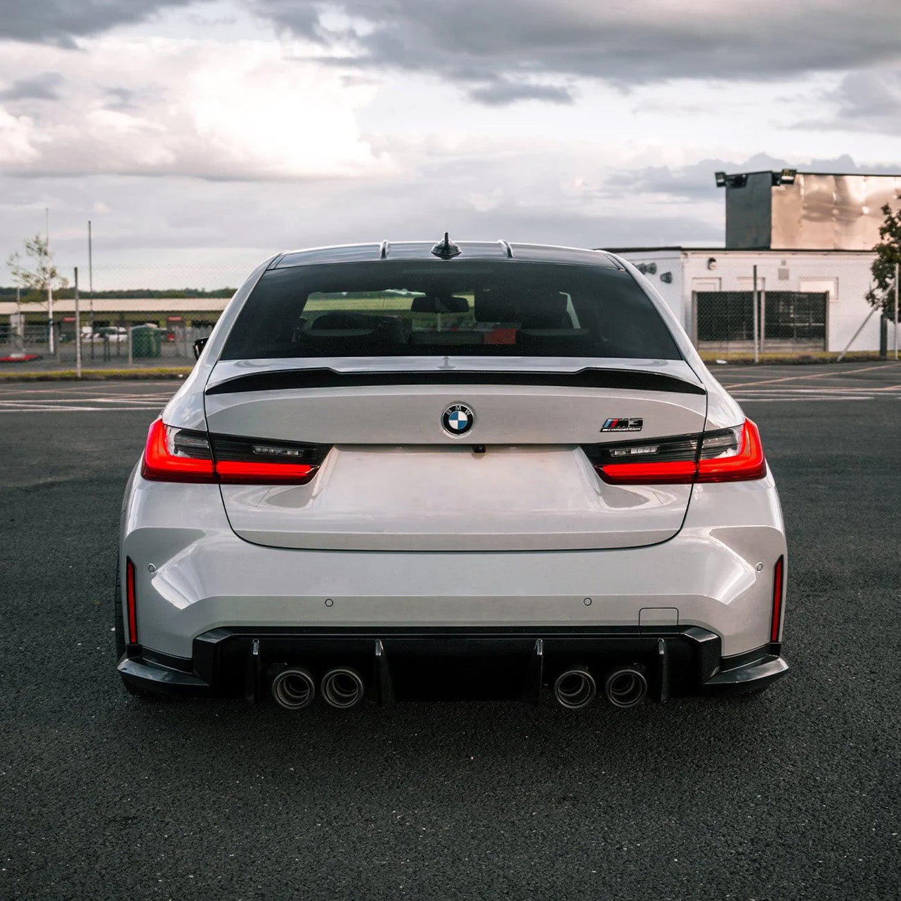 BMW M3 G80 with Carbon Fibre CS Rear Spoiler Installed - Rear View