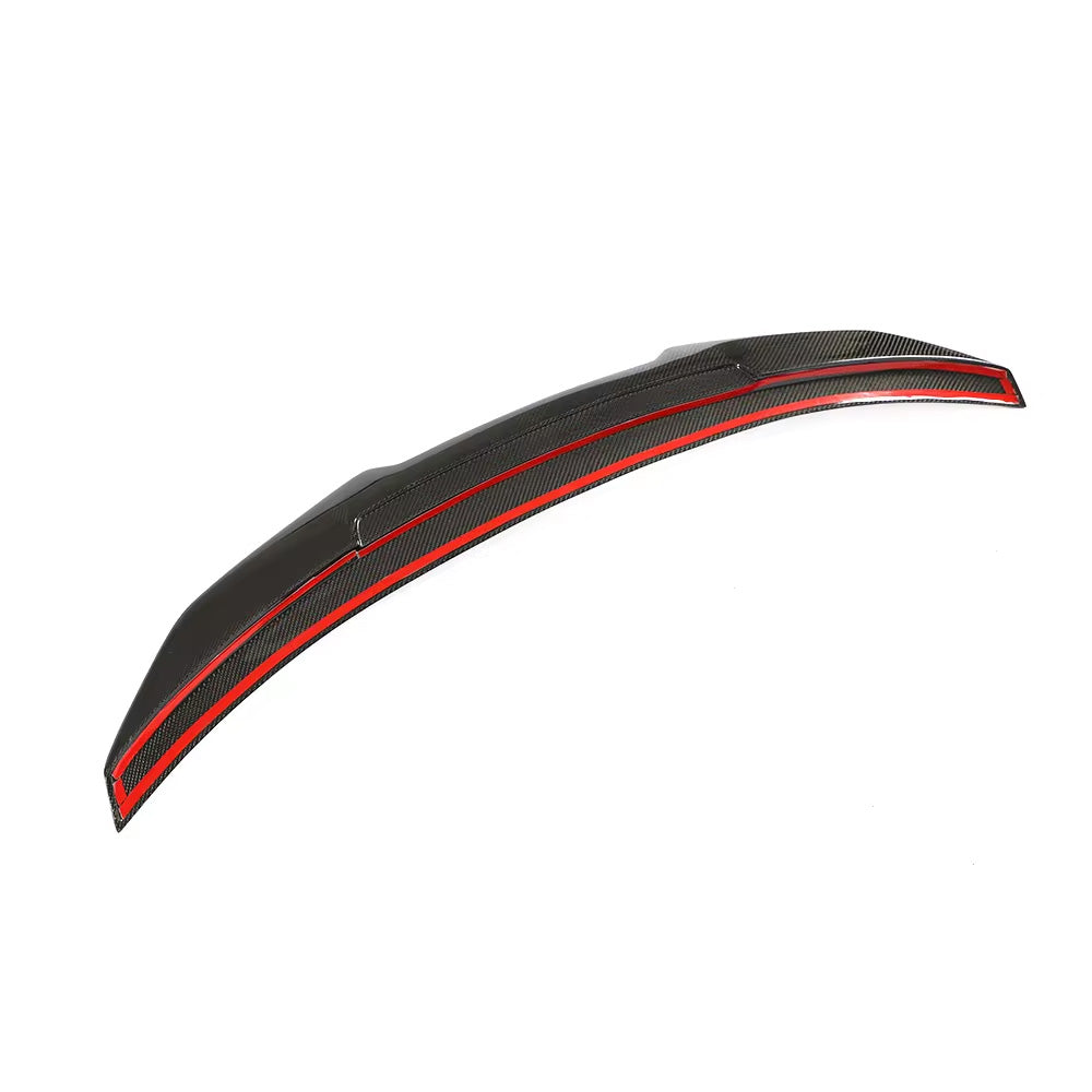 Angle View of Carbon Fibre Ducktail Rear Spoiler for BMW M3 (G80)