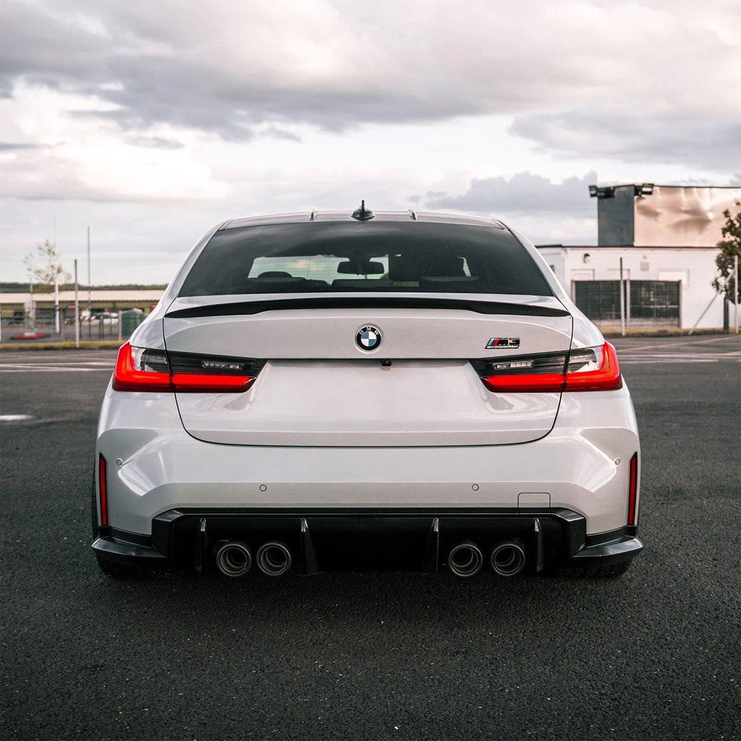 BMW M3 G80 with Carbon Fibre M Performance Rear Spoiler Installed - Rear View