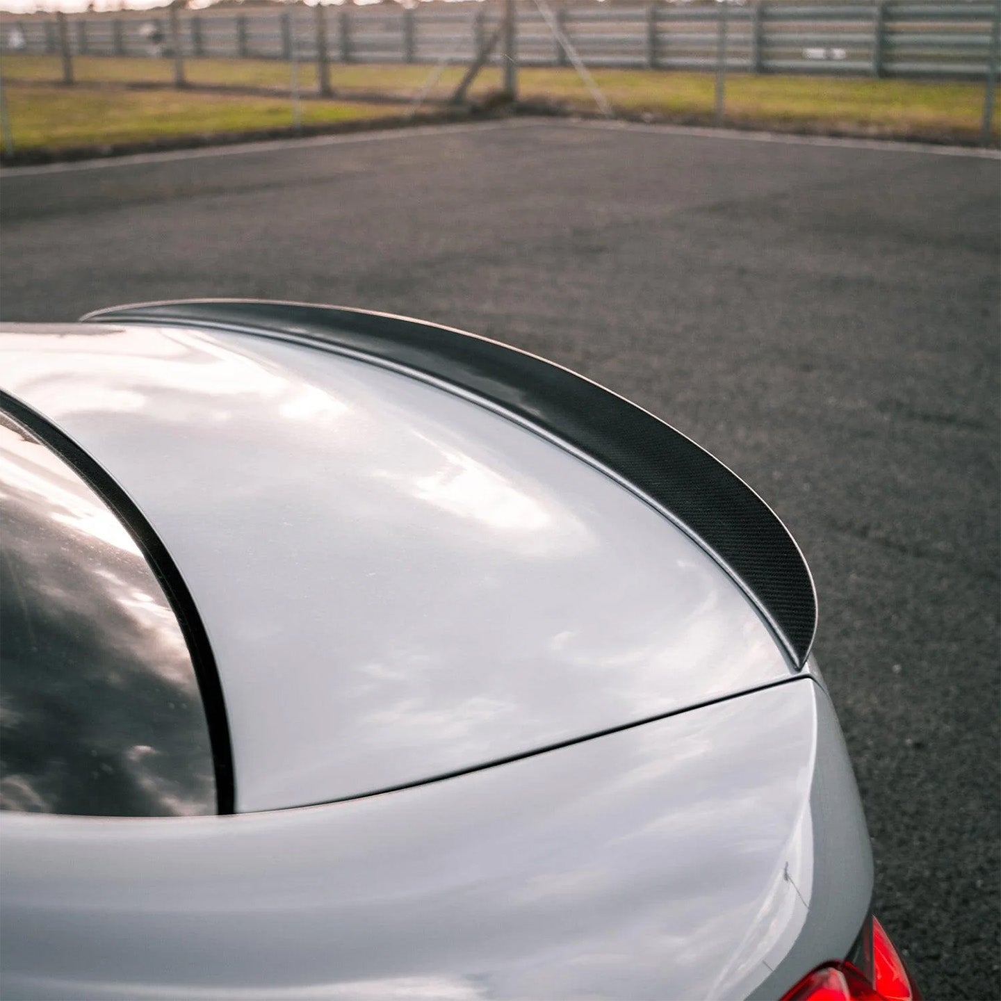 BMW M3 G80 with Carbon Fibre M Performance Rear Spoiler Installed - Side View