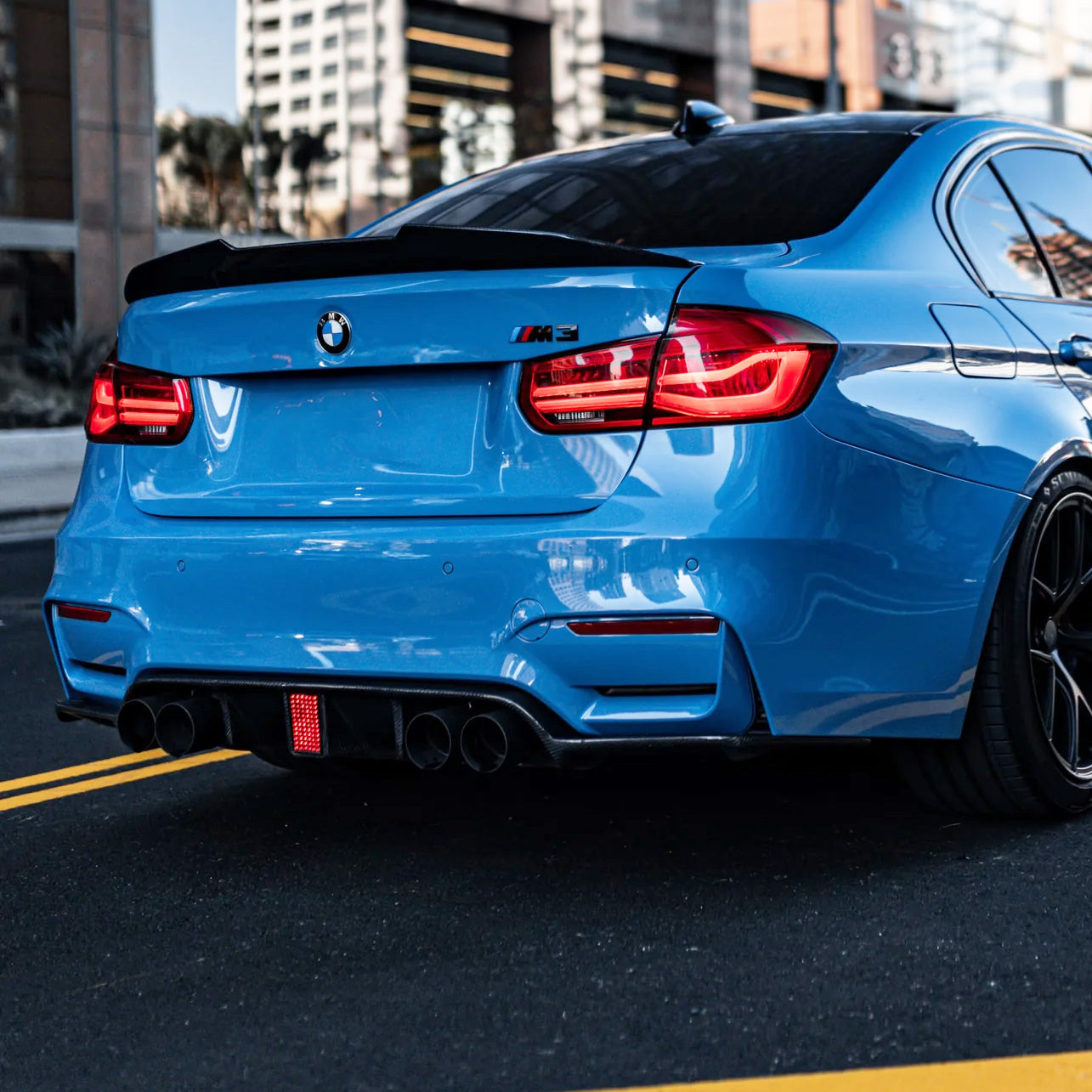 BMW M3 F80 with Carbon Fibre F1 Brake Light Rear Diffuser Installed - Rear View