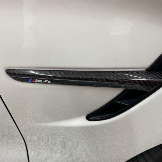 BMW M4 F82 with Carbon Fibre Fender Vent Trim Installed - Side View