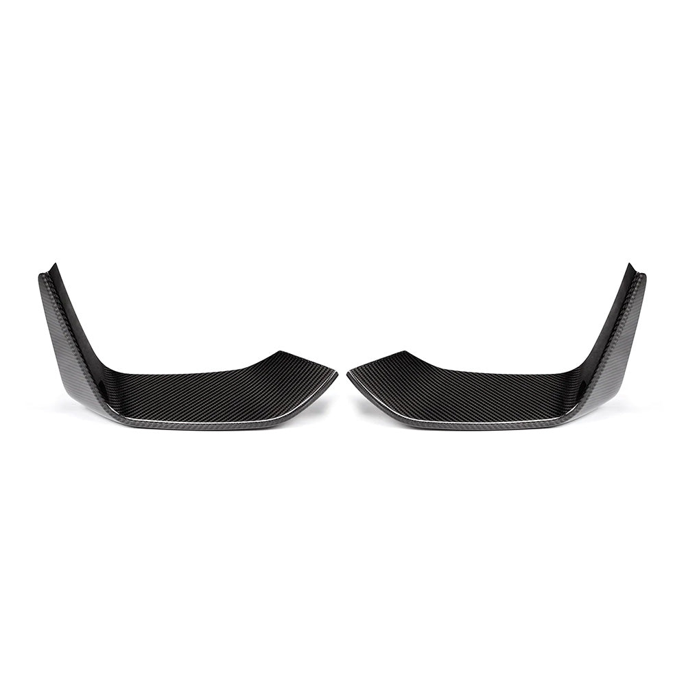 Close-Up of Carbon Fibre Front Bumper Splitters for BMW M3 & M4 - Detailed Angle View