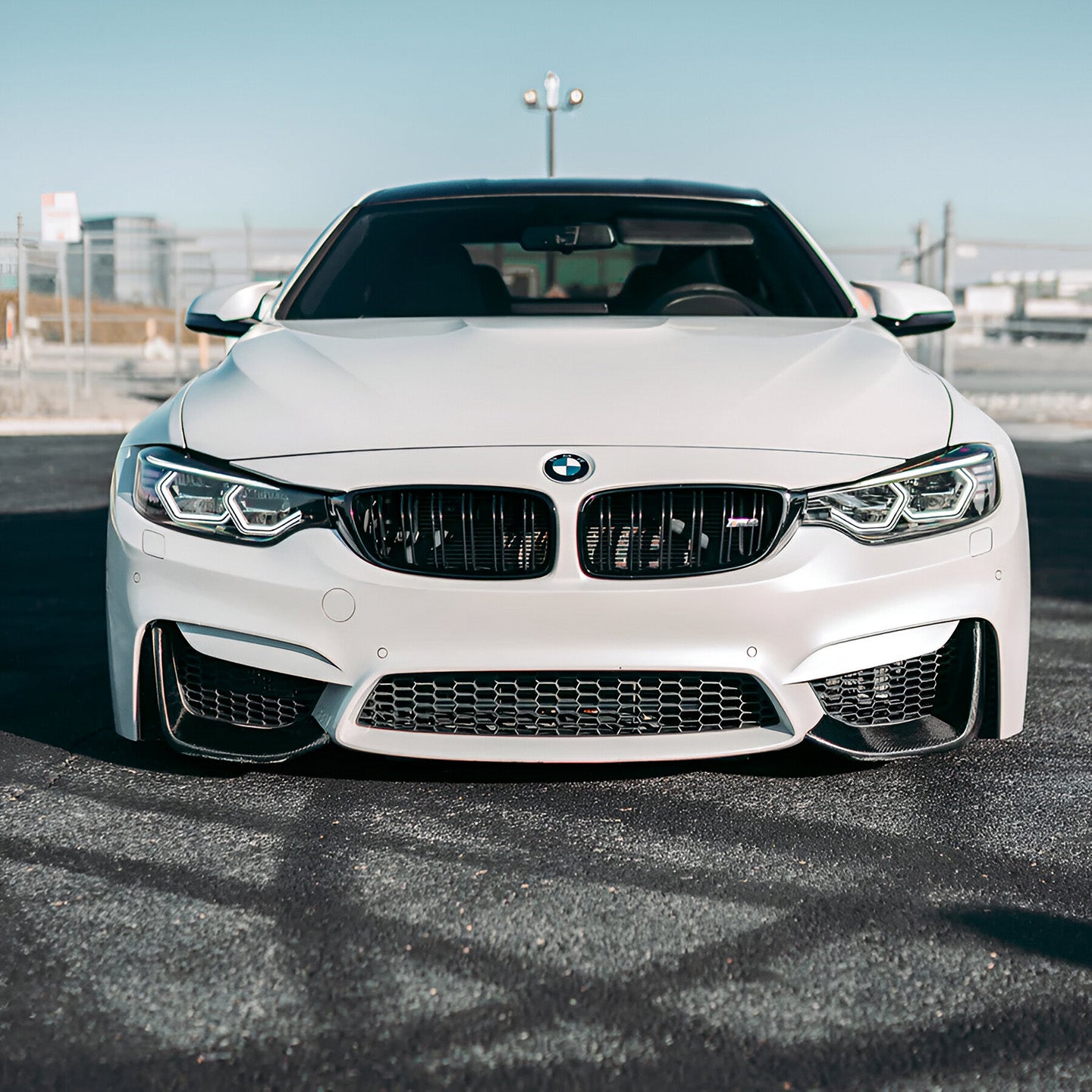 BMW M3 F80 with Carbon Fibre Front Bumper Splitters Installed - Front View