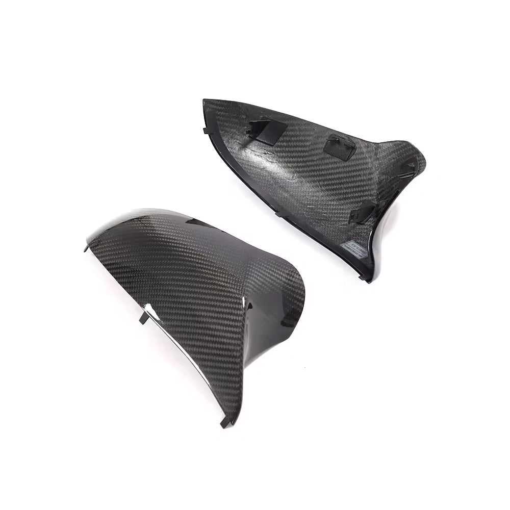 Rear View of BMW M3 & M4 Carbon Fibre Mirrors - White Background