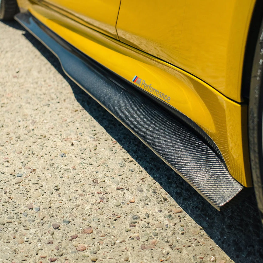 BMW M4 F82 with Carbon Fibre PSM Side Skirts Installed - Side View